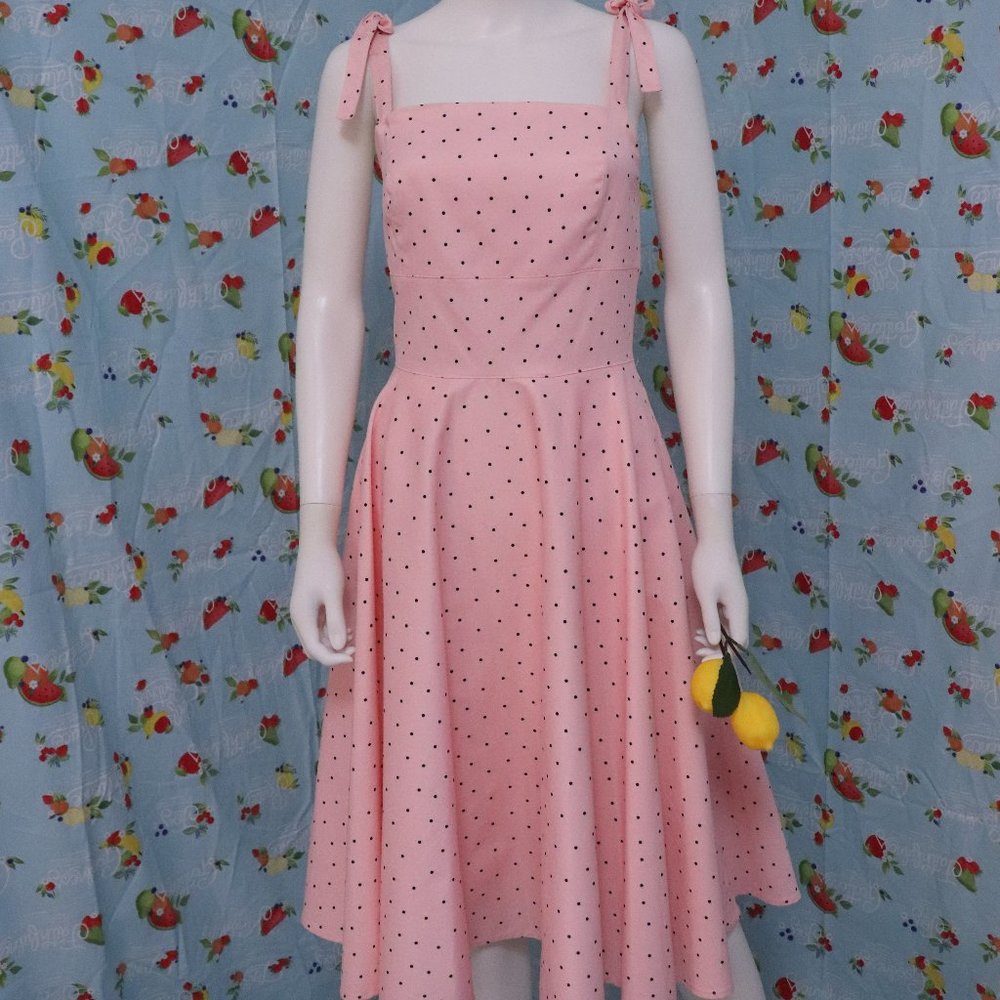 Vintage style pink polka dot dress